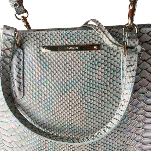 Brahmin Harrison Carryall Python Opal Green Seville Leather Bag - Picture 7 of 9